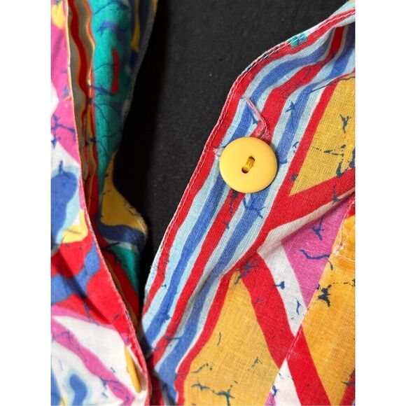 Bosumy Vintage Colourful Abstract Print Button Down Shirt Medium - Picture 4 of 8